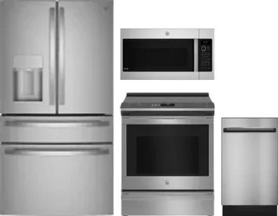 4 Piece Package Includes Refrigerator, Range, Microwave And Dishwasher